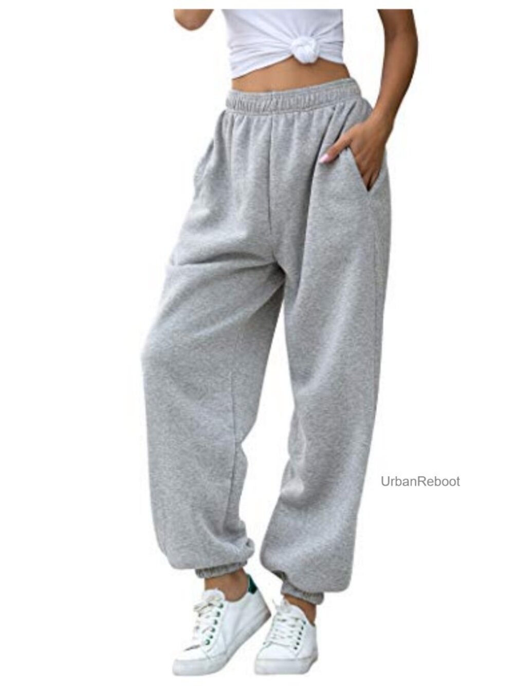 High Waisted Baggy Jogger Sweatpants with Pockets Fleece Cotton Lounge Pants